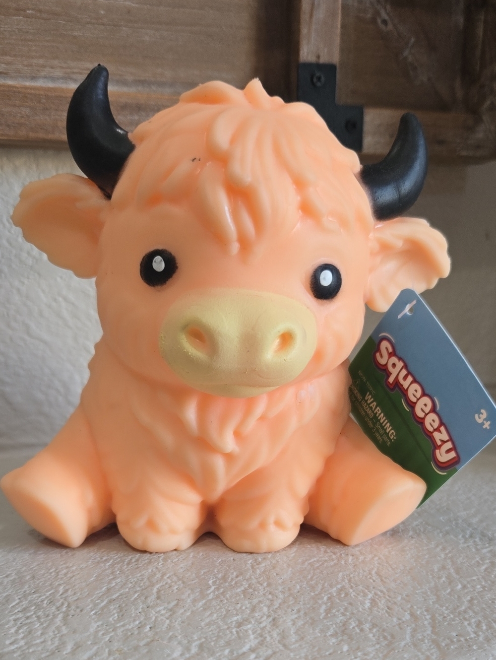 Peach Highland Cow Plush Toy - Soft Squeaky Buddy